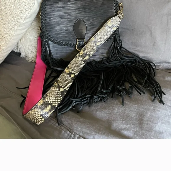 Vintage Louis Vuitton Epi Upcycled Boho Fringe Leather Crossbody - Picture 2 of 7